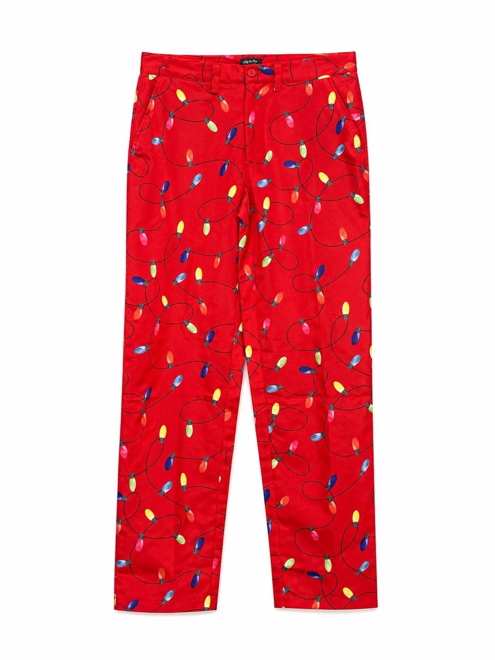 Life of the Party Christmas Lights Print Dress Pants Size L 33” Inseam